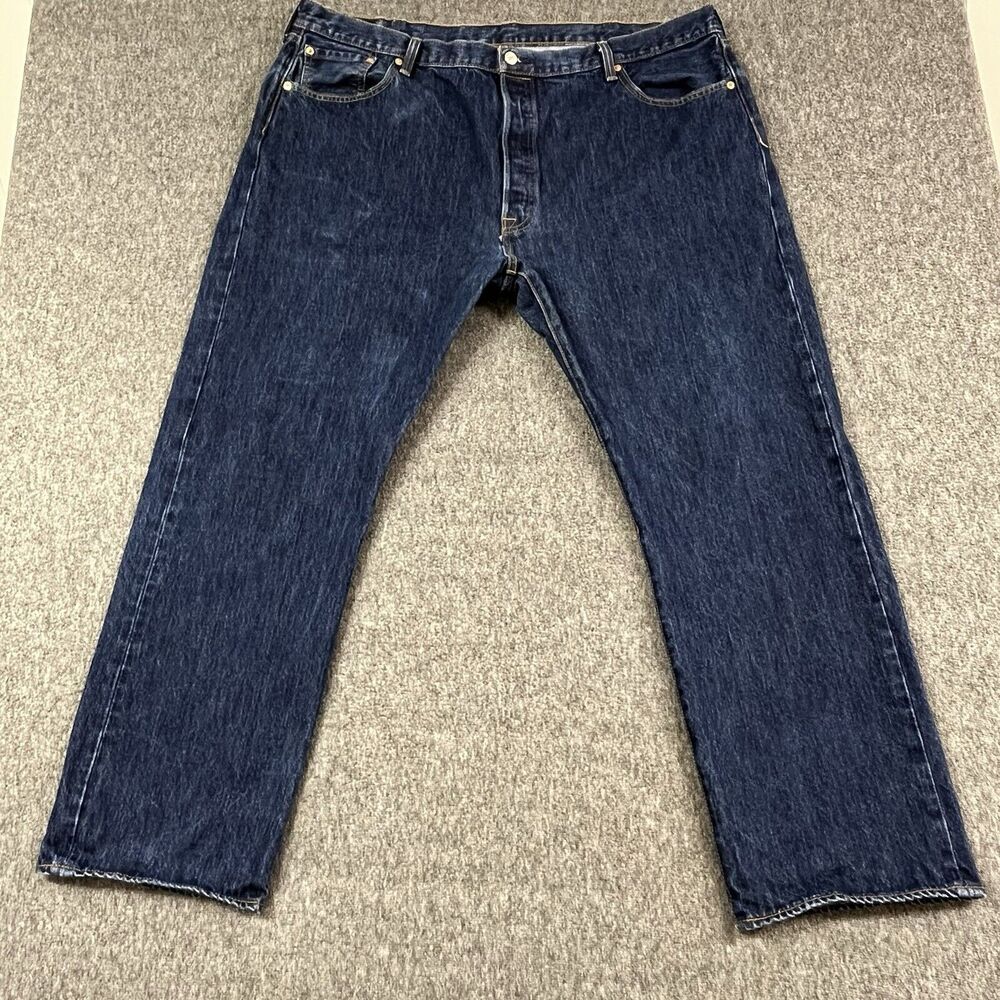 Levis 501 Jeans Mens 44x30 (Fits 42x30) Blue Button Fly Straight Cotton Denim
